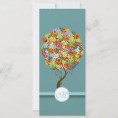 Blue Green Blume Liebe Tree Einladung Hochzeit (Rückseite)