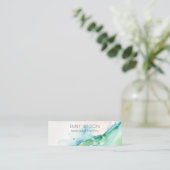 Blue Green Blush Watercolor Agate Earring Hoops Mini Visitenkarte (Stehend Vorderseite)