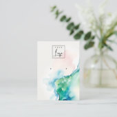 Blue Green Blush Watercolor Agate Earring Logo Visitenkarte (Stehend Vorderseite)