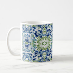 Blue Green Boho Bohemisch Floral Muster Kaffeetasse