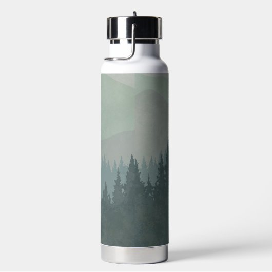Blue Green Boho Monogram Mountain & Forest Retro Trinkflasche (rechts)
