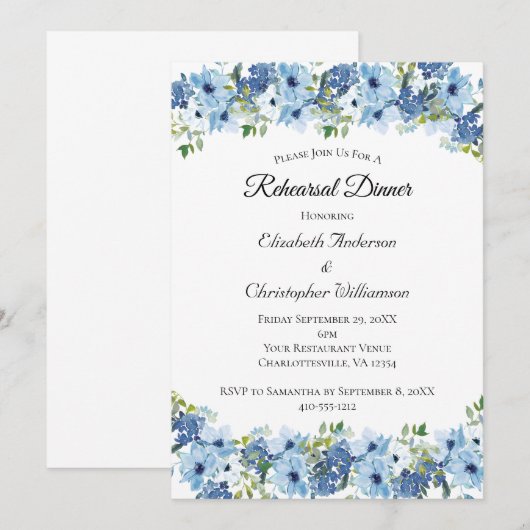 Blue Green Boho Probe Einladung (Vorne/Hinten)