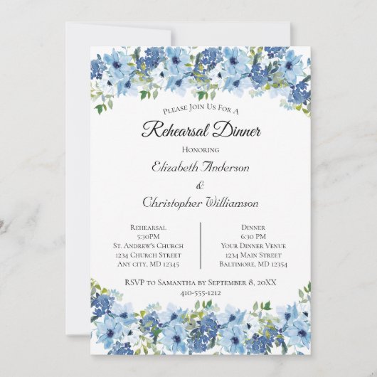 Blue Green Boho Probe Einladung (Vorderseite)