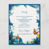 Blue Green Botanical Butterfly Wedding Details Begleitkarte (Vorderseite)