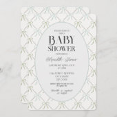 Blue & Green Bows Kinderdusche Einladung (Vorne/Hinten)