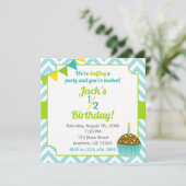 Blue Green Boy Halbpension Foto Einladung (Stehend Vorderseite)