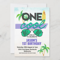 Blue Green Boys Cooler Typ 1. Geburtstag Einladung