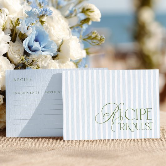 Blue & Green Bridal Shower Recipe Request Begleitkarte