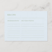 Blue & Green Bridal Shower Recipe Request Begleitkarte (Rückseite)