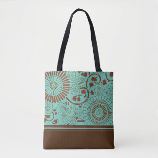 Blue Green & Brown Blume Medallion (v1) Tote Bag Tasche