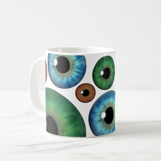 Blue Green Brown Eyeballs Coole benutzerdefinierte Kaffeetasse (Vorderseite Links)