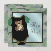 Blue Green Camouflage Baby Boy Dusche Einladungen (Vorne/Hinten)