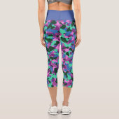 Blue Green Camouflage Capri Leggings, stilvolle Ca Leggings (Rückseite)