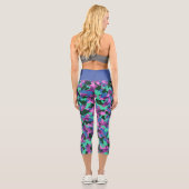 Blue Green Camouflage Capri Leggings, stilvolle Ca Leggings (Rückseite)