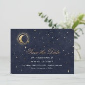 Blue Green Celestial Quinceañera Save the Date Einladung (Stehend Vorderseite)