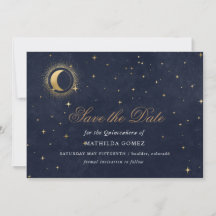Blue Green Celestial Quinceañera Save the Date