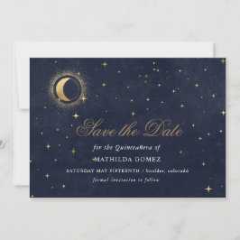 Blue Green Celestial Quinceañera Save the Date Einladung