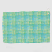 Blue Green Checker Abstract Pattern Golfhandtuch (Horizontal)