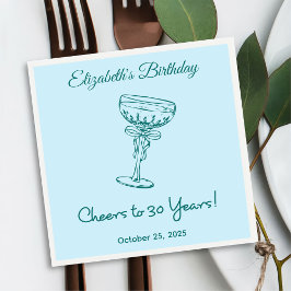 Blue & Green Cheers bis 30 Jahre Geburtstag Napkin Serviette