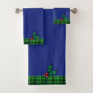 Blue Green Christmas Kariert und Holtuch Set