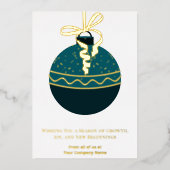 Blue Green Christmas Tree Bauble Foil Holiday Card Folieneinladung (Vorderseite)