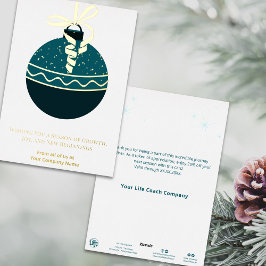 Blue Green Christmas Tree Bauble Foil Holiday Card Folieneinladung