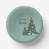 Blue Green Christmas Tree Design Paper Bowls Pappteller (Vorderseite)