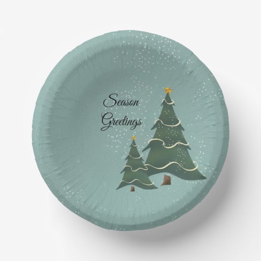 Blue Green Christmas Tree Design Paper Bowls Pappteller (Vorderseite)
