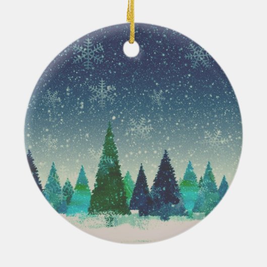 Blue & Green Christmas Tree Keramik Ornament (Hinten)