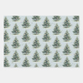 Blue Green Christmas Trees Deer Fox Geschenkpapier Set (Vorderseite)