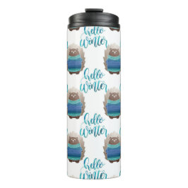 BLUE & GREEN CLOTHD WINTER SQUIRRELS THERMOSBECHER