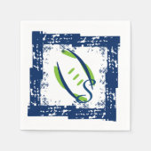 Blue & Green Coctail Napkins-Initial Blue Serviette (Vorderseite)