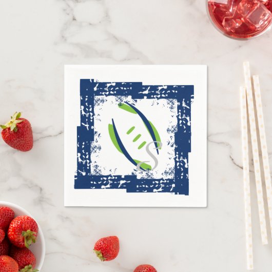Blue & Green Coctail Napkins-Initial Serviette (Beispiel)