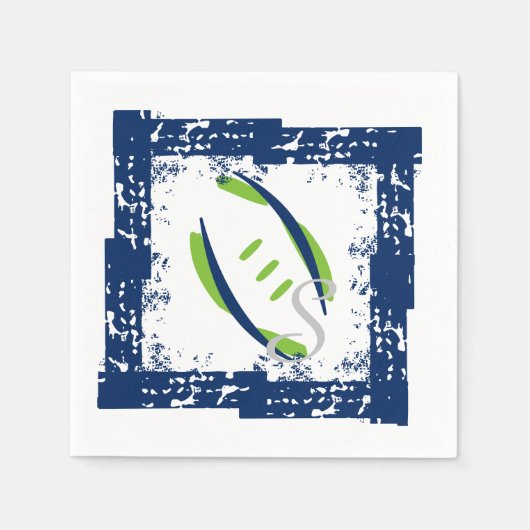 Blue & Green Coctail Napkins-Initial Serviette (Vorderseite)