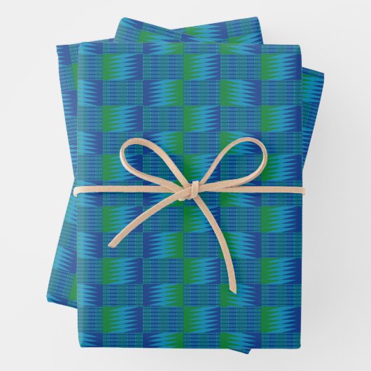 Blue Green Comb Kente K16 Wrapping Paper Sheets Geschenkpapier Set (Beispiel)