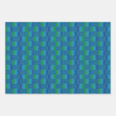 Blue Green Comb Kente K16 Wrapping Paper Sheets Geschenkpapier Set (Vorderseite)