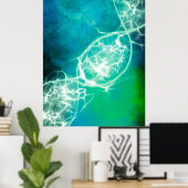 Blue Green Cosmic DNA Strand Poster (Heimbüro)