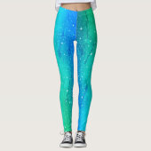 Blue Green Cosmos Ombre Gradient Leggings (Vorderseite)