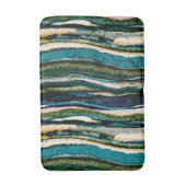Blue Green Cream Abstrakt Agate Stripe Badematte (Vorderseite Vertikal)