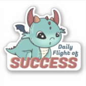 Blue Green Daily Flight of Success Baby Dragon Aufkleber (Vorderseite)