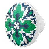 Blue Green Damask Zierkabine Keramikknauf (Rechts)