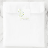 Blue & Green Dandelion Blume Liebe Hearts Wedding Quadratischer Aufkleber (Tasche)