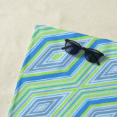 Blue Green Diagonal Diamond Retro Name Handtuch (Beispiel)