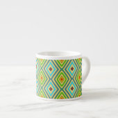 Blue Green Diamond Geometrical Pattern Espressotasse (Vorderseite Rechts)