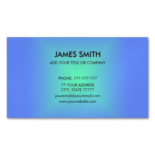 Blue Green Diamond Gradient Modern Magnetische Visitenkarte (Vorderseite)