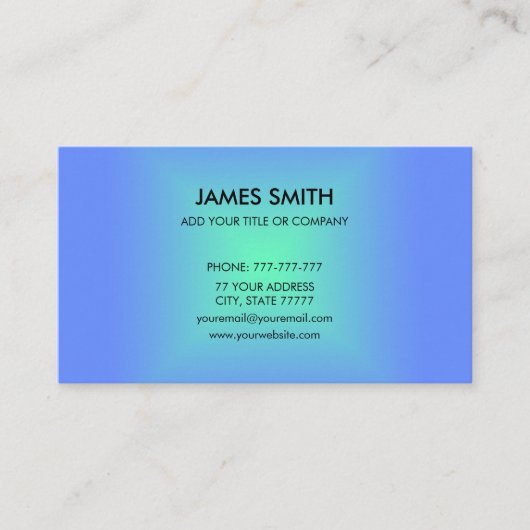 Blue Green Diamond Gradient Modern Visitenkarte (Vorderseite)