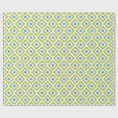 Blue Green Diamonds Ikat Pattern Geschenkpapier (Flach)