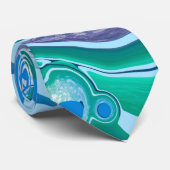 Blue Green Digital Marble Fluid Art Krawatte (Gerollt)