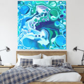 Blue Green Digital Marble Fluid Art Leinwanddruck (Insitu (Schlafzimmer))