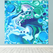 Blue Green Digital Marble Fluid Art Leinwanddruck (Insitu (Holzboden))